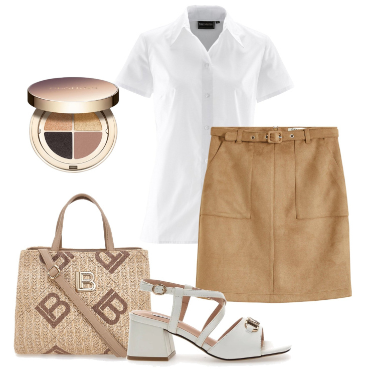 Outfit donna - La mini scamosciata. Stile Casual chic per Tutti i giorni. Abbinamento con camicie a manica corta, gonne, ombretti, sandali col tacco, borse a tracolla.