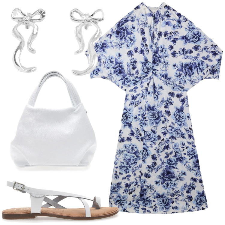 Outfit donna - Total look #2221323. Stile Basic per Tutti i giorni. Abbinamento con vestiti lunghi, orecchini, sandali, borse a spalla.