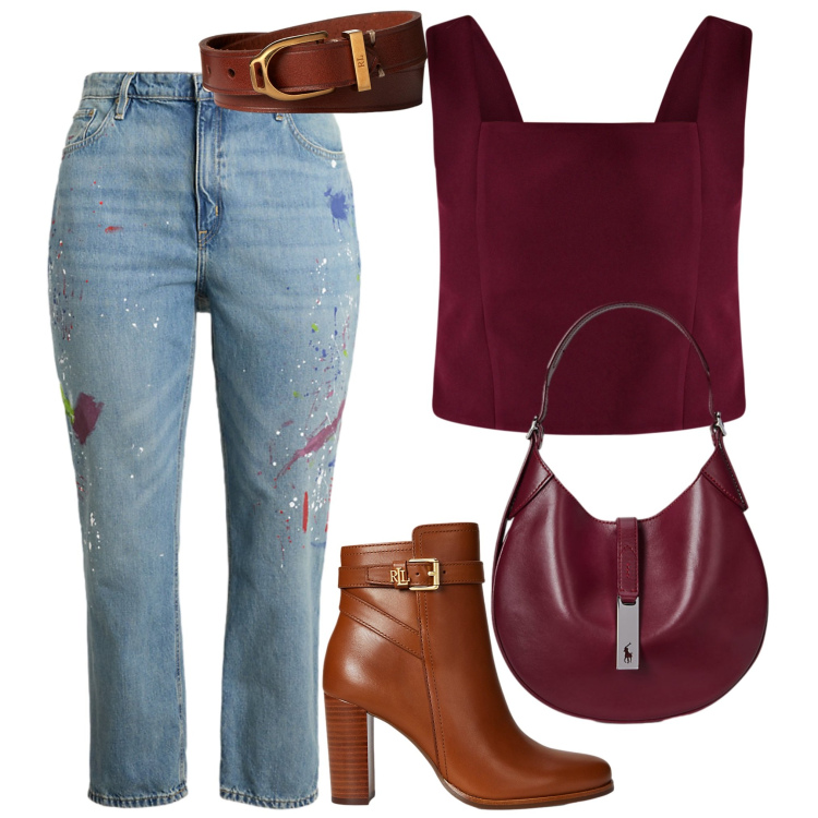 Outfit donna - Stivaletti in estate. Stile Casual per Tutti i giorni. Abbinamento con top, jeans boyfriend, stivaletti, braccialetti, borse a spalla.