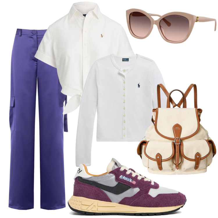 Outfit donna - Total look #2221494. Abbinamento con pantaloni cargo, camicie, cardigans, occhiali da sole, zaini, sneakers.