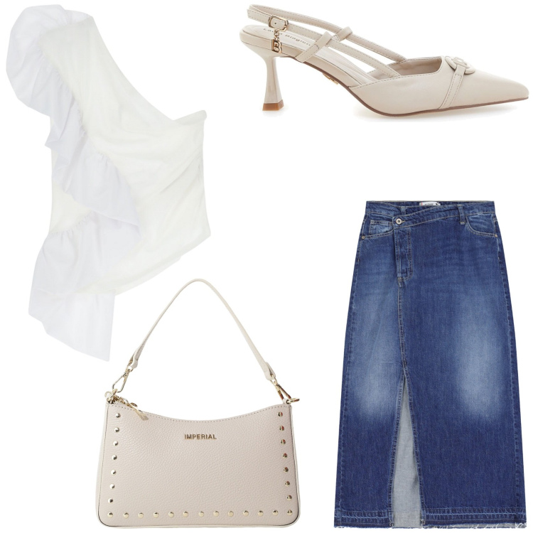 Outfit donna - Jeans d\'avanguardia. Stile Casual chic per Tutti i giorni. Abbinamento con gonne, top, borse a spalla, décolleté.