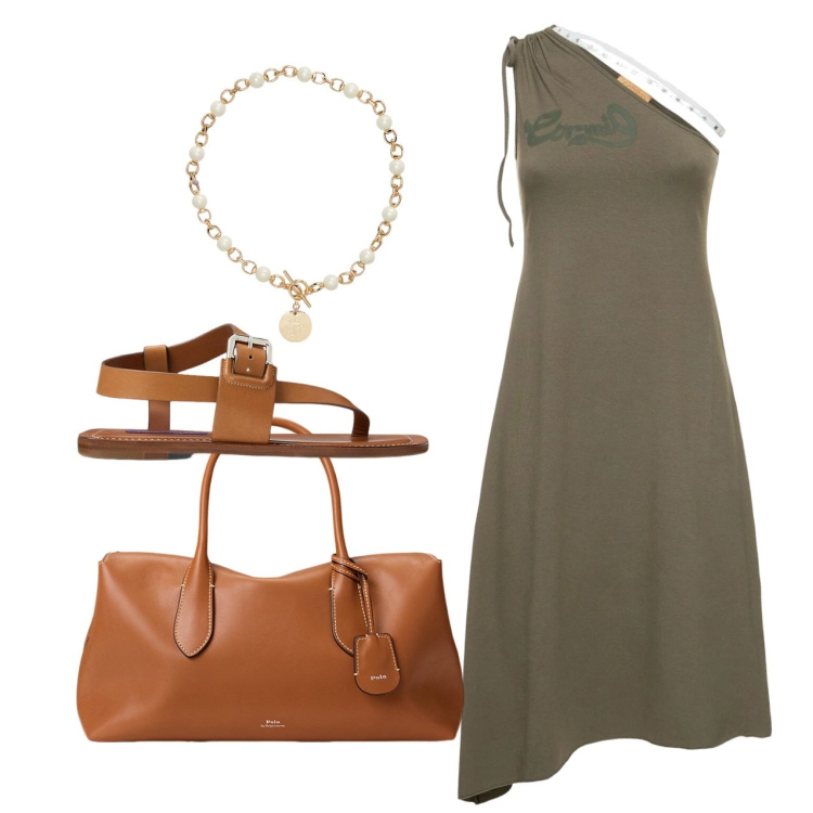 Outfit donna - Chic ogni giorno. Stile Chic per Tutti i giorni. Abbinamento con collane, sandali in pelle, borse a mano, vestiti asimmetrici.
