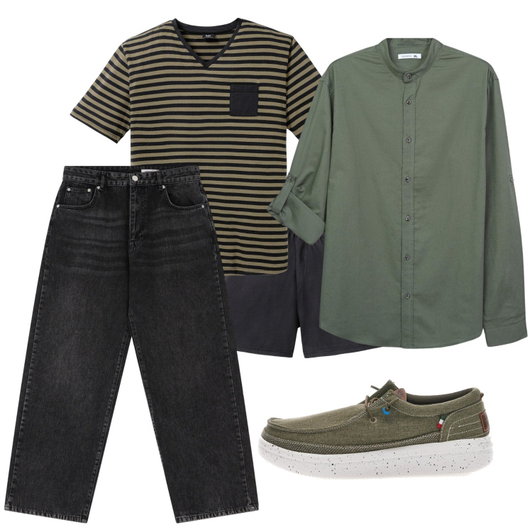 Outfit uomo - Il pigiama del weekend. Stile Casual per Tutti i giorni. Abbinamento con abbigliamento da notte, camicie, jeans dritti, scarpe stringate.
