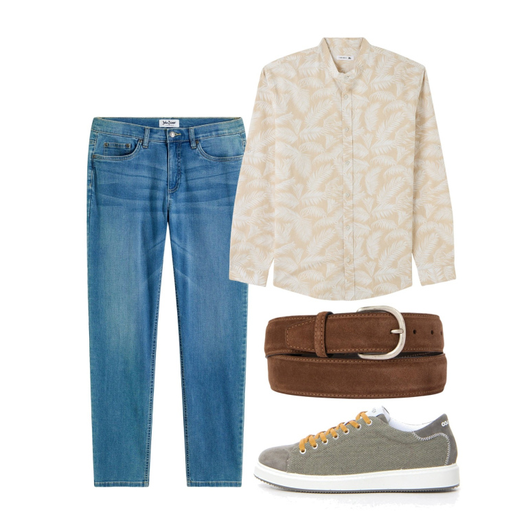 Outfit uomo - Casual august. Stile Casual per Tutti i giorni. Abbinamento con jeans, camicie, cinture, sneakers.