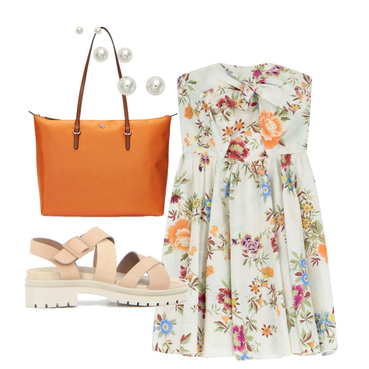Outfit donna - Con le perle. Stile Romantica per Tutti i giorni. Abbinamento con vestiti corti, borse tote, orecchini, sandali.