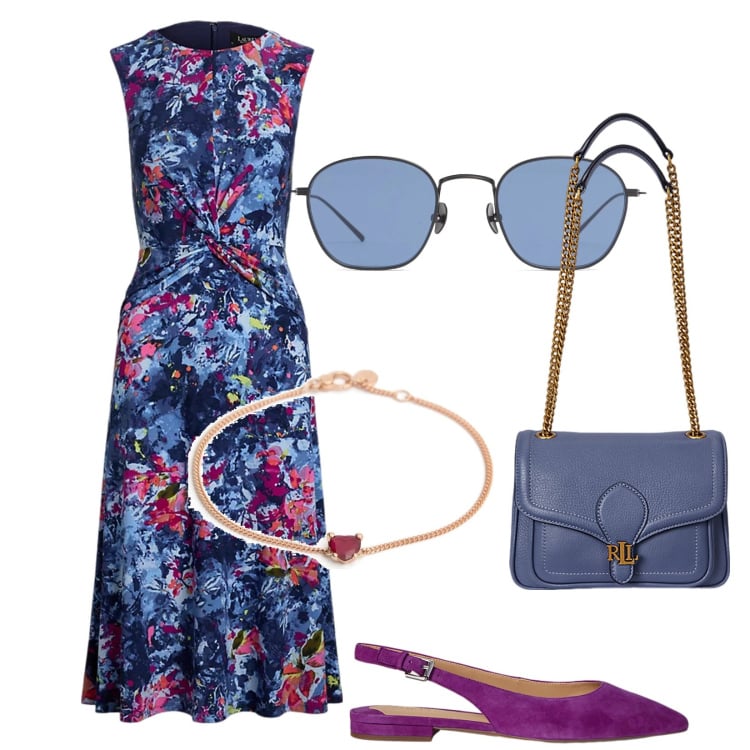 Outfit donna - Total look #2221694. Stile Romantica per Tutti i giorni. Abbinamento con borse a spalla, vestiti, ballerine, braccialetti, occhiali da sole.