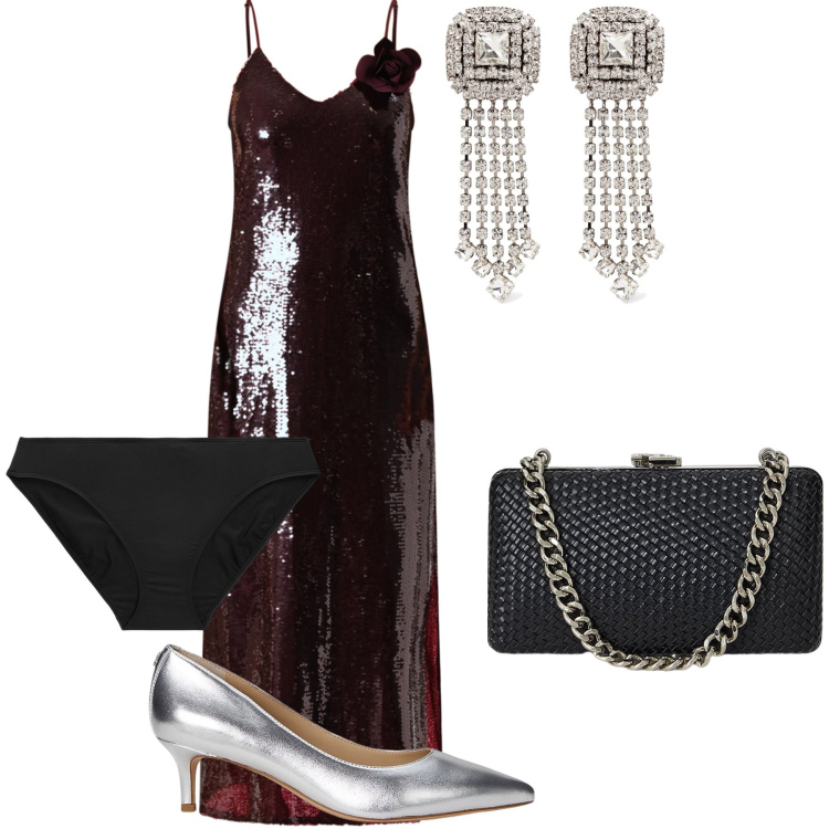 Outfit donna - Elegantissima al calar del sole. Stile Chic per Serata fuori. Abbinamento con vestiti midi/longuette, culotte, décolleté, clutch, orecchini.