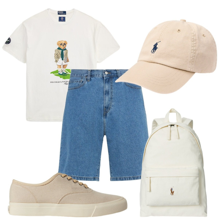 Outfit uomo - Borse trendy d\'estate. Stile Trendy per Tutti i giorni. Abbinamento con sneakers, cappelli, borse sportive, t-shirt, shorts.