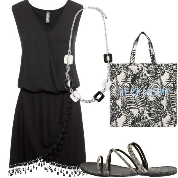 Outfit donna - E siamo in Agosto....... Stile Casual per Tutti i giorni. Abbinamento con vestiti, borse tote, sandali, collane.