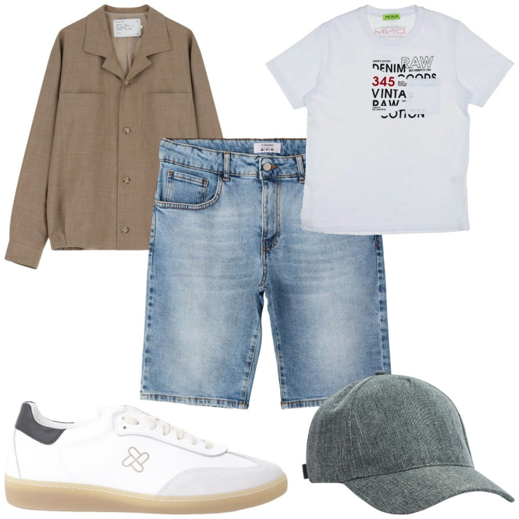 Outfit uomo - Total look #2222024. Stile Trendy per Tutti i giorni. Abbinamento con cappelli, bermuda, cappotti, sneakers, t-shirt.
