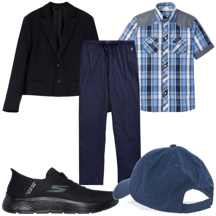 Outfit uomo - Total look #2222029. Stile Trendy per Tutti i giorni. Abbinamento con camicie a manica corta, giacche, pantaloni, cappelli, sneakers.