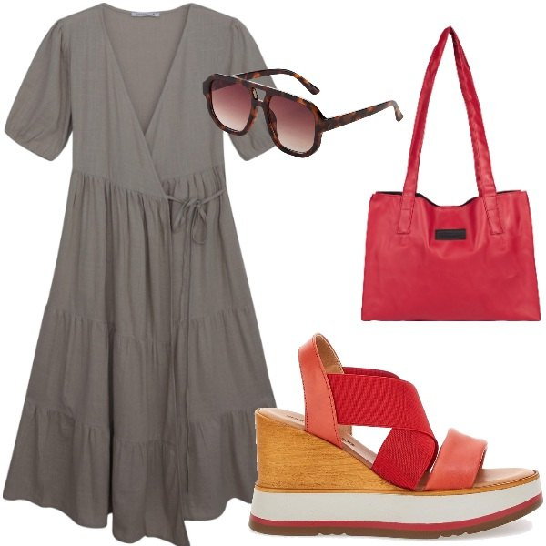Outfit donna - E siamo in Agosto....... Stile Casual per Tutti i giorni. Abbinamento con occhiali da sole, vestiti lunghi, shopping bag, sandali.