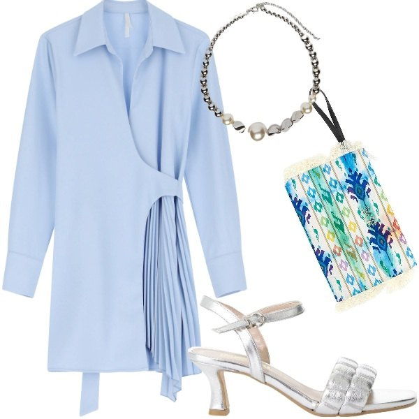 Outfit donna - A cena fuori. Stile Casual chic per Serata fuori. Abbinamento con sandali col tacco, vestiti corti, collane, pochette.