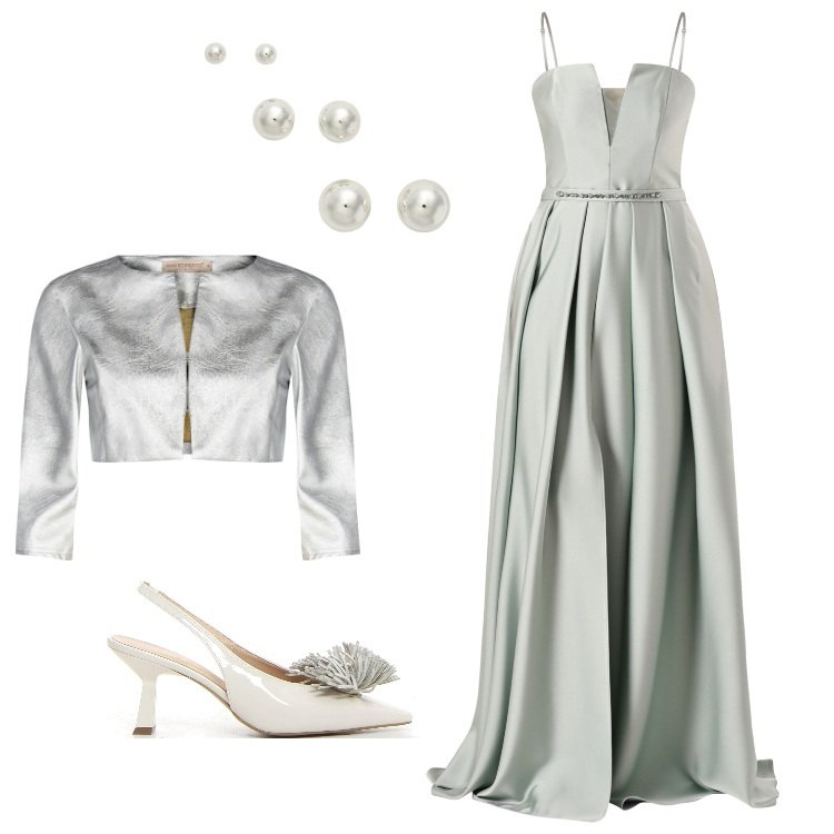 Outfit donna - Total look #2222300. Stile Glamour per Cerimonia. Abbinamento con bolero, vestiti, orecchini, décolleté.