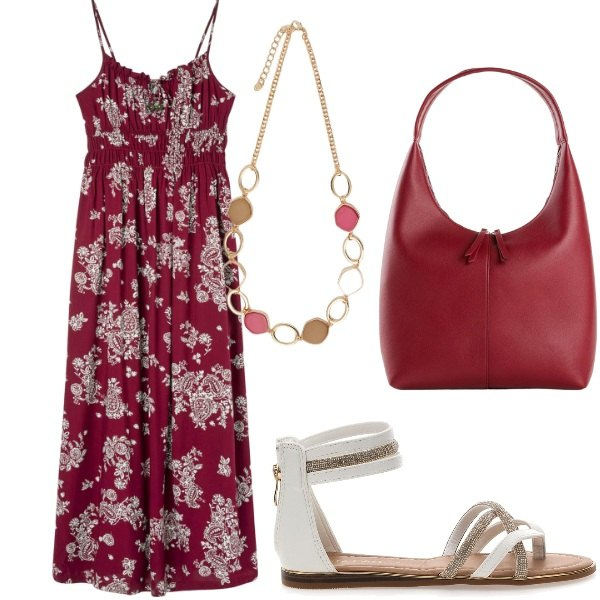 Outfit donna - E siamo in Agosto....... Stile Casual per Tutti i giorni. Abbinamento con shopping bag, vestiti lunghi, sandali, collane.