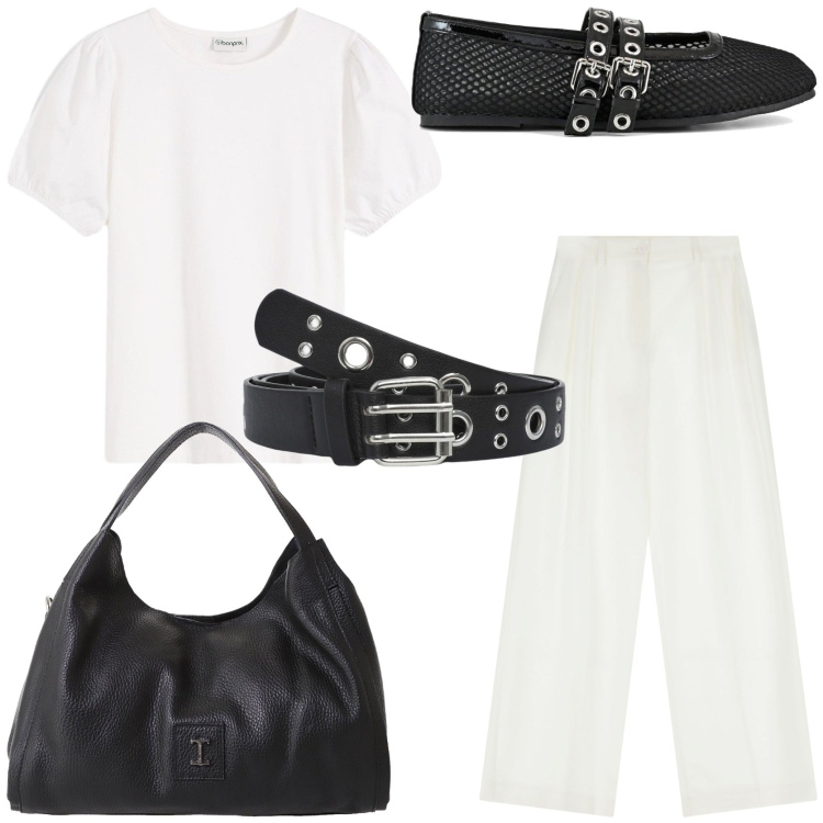 Outfit donna - Il Competo pantalone. Stile Chic per Tutti i giorni. Abbinamento con bluse, cinture, pantaloni, pochette, ballerine.