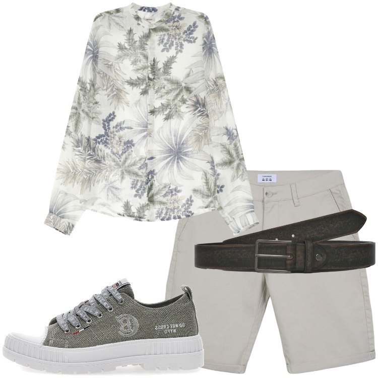 Outfit uomo - Camicie hawaiane rivisitate. Stile Trendy per Serata speciale. Abbinamento con bermuda, cinture, camicie, sneakers.