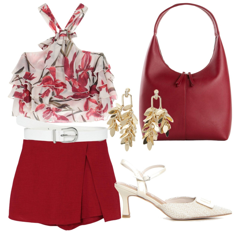 Outfit donna - Set due pezzi in coordinato. Stile Minimal per Serata fuori. Abbinamento con shopping bag, gonne, cinture, canottiere, orecchini, sandali col tacco.