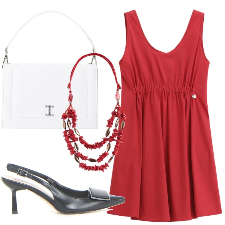 Outfit donna - Occasione speciale. Stile Romantica per Serata fuori. Abbinamento con vestiti corti, borse a tracolla, collane, décolleté.