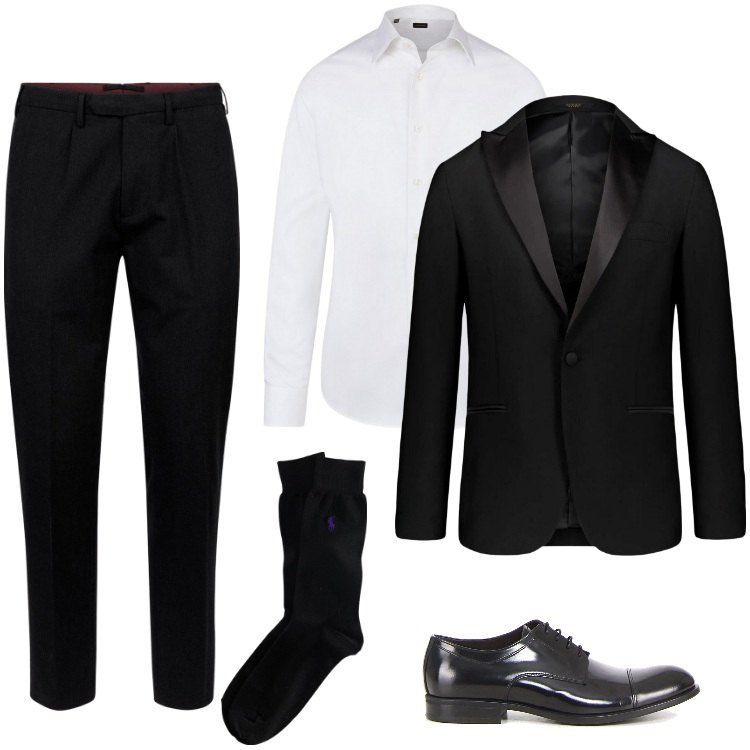 Outfit uomo - Total look #2222686. Stile Business/Elegante per Serata speciale. Abbinamento con calzini, pantaloni, abiti, scarpe stringate, camicie.