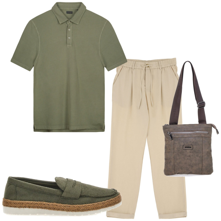 Outfit uomo - In città. Stile Urban per Tutti i giorni. Abbinamento con pantaloni, portafogli, scarpe stringate, polo.