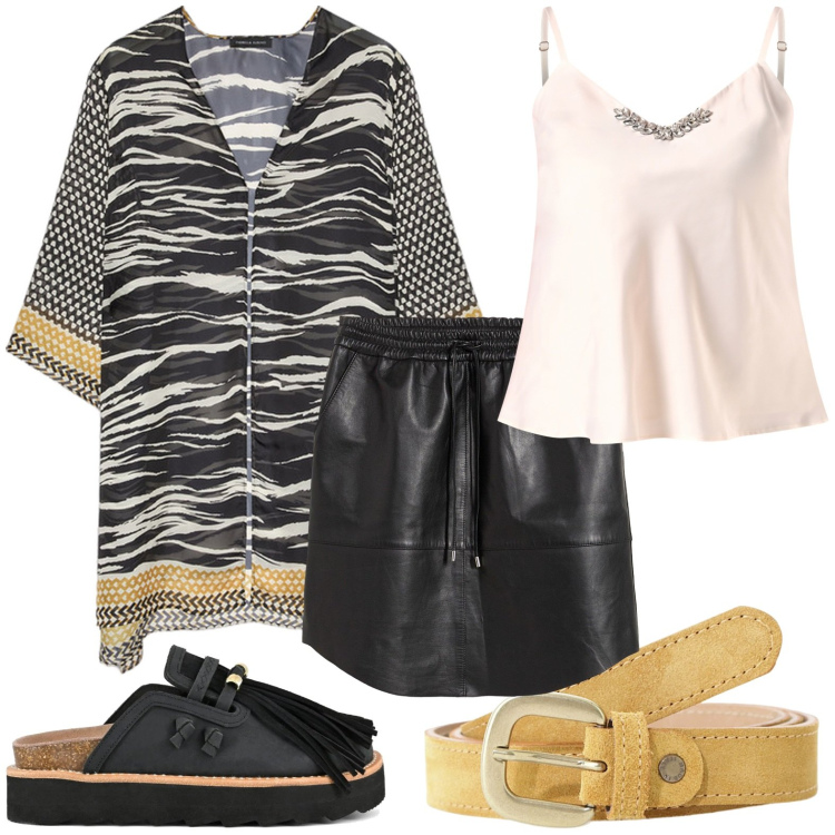 Outfit donna - Total look #2222724. Stile Chic Abbinamento con gonne, canottiere, cinture, caftani, sabot.