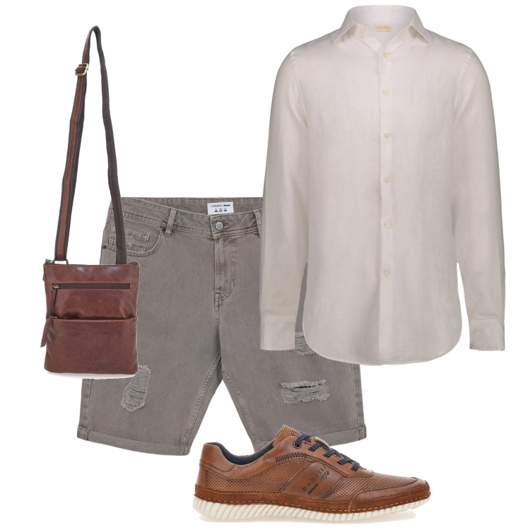 Outfit uomo - Le scarpe Bugatti. Stile Casual per Tutti i giorni. Abbinamento con bermuda, camicie, portafogli, scarpe stringate.