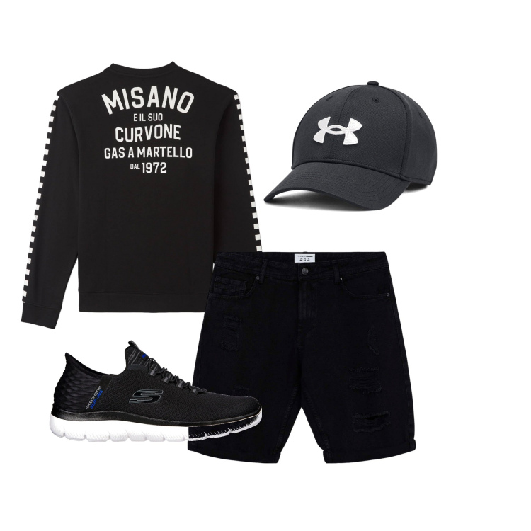 Outfit uomo - Un po\' di fresco. Stile Trendy per Tutti i giorni. Abbinamento con felpe, bermuda, cappelli, sneakers.
