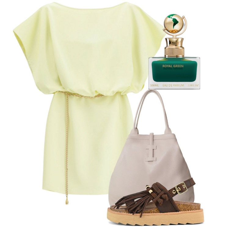 Outfit donna - Agosto. Stile Bon Ton per Tutti i giorni. Abbinamento con profumi, vestiti corti, borse tote, sandali.