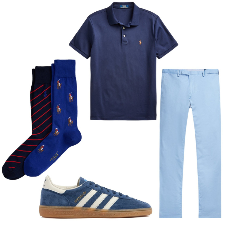 Outfit uomo - Total look #2222842. Stile Casual per Tutti i giorni. Abbinamento con calzini, polo, pantaloni chino, sneakers.