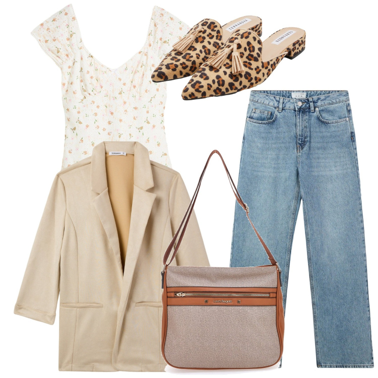 Outfit donna - Chic. Stile Casual chic per Tutti i giorni. Abbinamento con vestiti, sabot, jeans, blazer, borse a tracolla.
