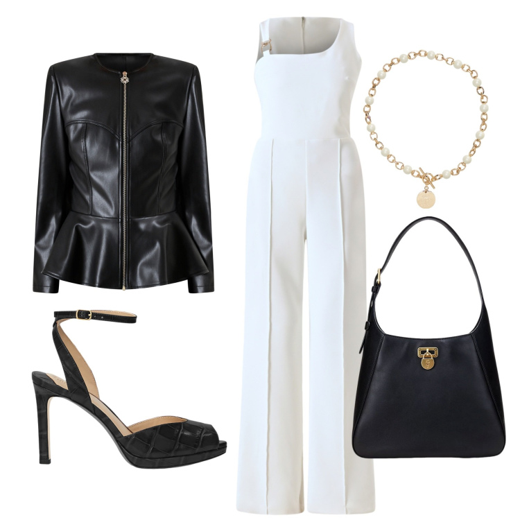 Outfit donna - Total look #2222979. Stile Rock per Cerimonia. Abbinamento con giacche, tute, collane, borse a spalla, sandali in pelle.