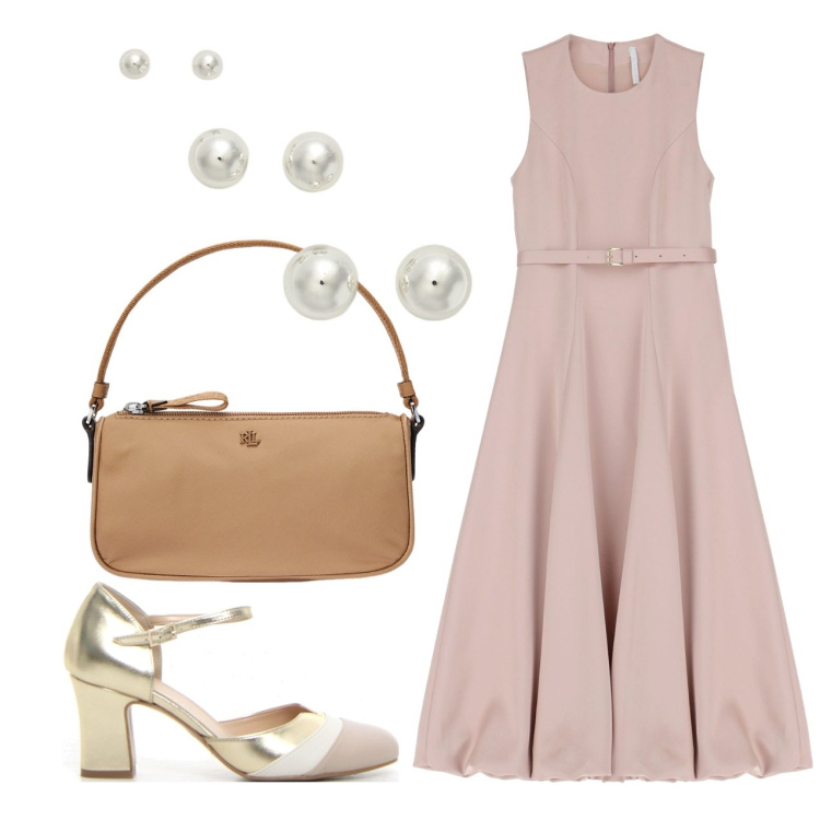 Outfit donna - Cerimonia. Stile Bon Ton per Cerimonia. Abbinamento con vestiti midi/longuette, orecchini, pochette, sandali col tacco.
