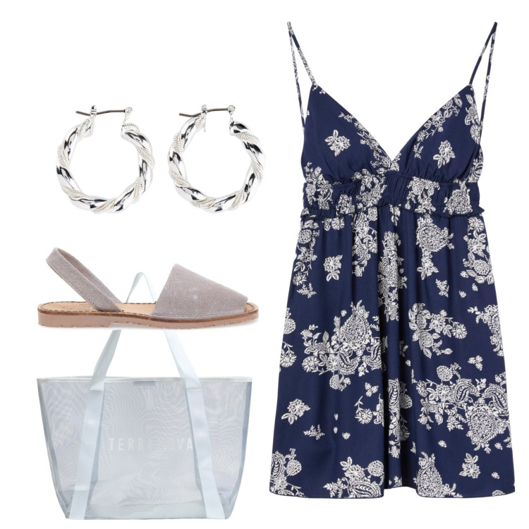 Outfit donna - Romantica in corto. Stile Romantica per Serata fuori. Abbinamento con orecchini, vestiti corti, shopping bag, sandali.