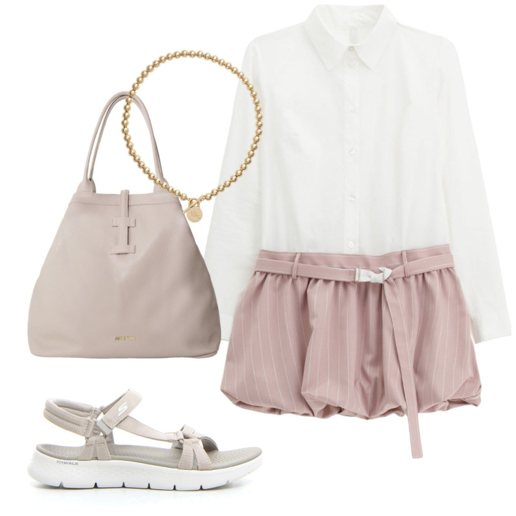 Outfit donna - Mini balloon. Stile Bon Ton per Tutti i giorni. Abbinamento con vestiti corti, borse tote, collane, sandali.