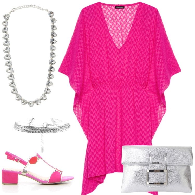 Outfit donna - Total look #2223116. Stile Chic per Serata fuori. Abbinamento con collane, pochette, braccialetti, sandali col tacco, caftani.