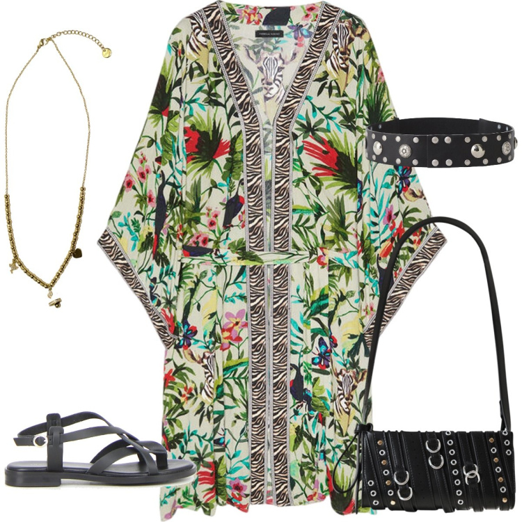 Outfit donna - Total look #2223165. Stile Boho per Serata fuori. Abbinamento con borse a spalla, cinture, ciondoli, caftani, sandali.