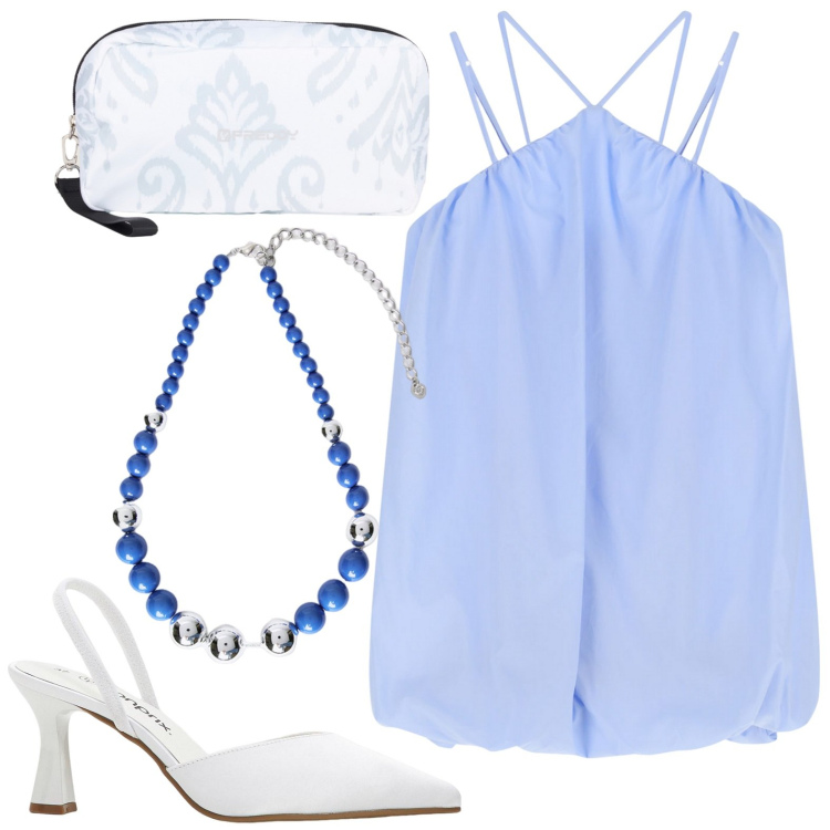 Outfit donna - Vestito corto. Stile Minimal per Tutti i giorni. Abbinamento con décolleté, vestiti corti, valigie, collane.