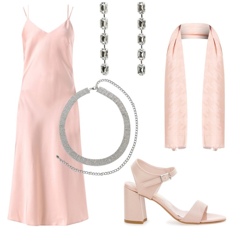 Outfit donna - L\'abito sottoveste. Stile Glamour per Serata fuori. Abbinamento con cinture, orecchini, vestiti lunghi, sciarpe, sandali col tacco.