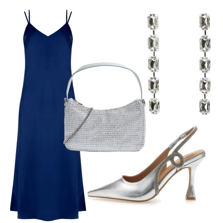 Outfit donna - Total look #2223467. Stile Romantica per Cerimonia. Abbinamento con borse a tracolla, orecchini, vestiti lunghi, décolleté.