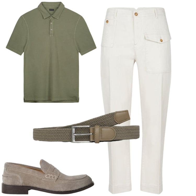 Outfit uomo - Aperitivo. Stile Urban per Serata speciale. Abbinamento con cinture, scarpe stringate, pantaloni, polo.