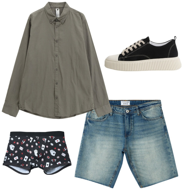 Outfit uomo - City. Stile Casual per Tutti i giorni. Abbinamento con boxer, bermuda, sneakers, camicie.