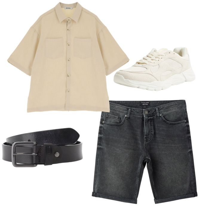 Outfit uomo - City. Stile Casual per Tutti i giorni. Abbinamento con bermuda, sneakers, cinture, camicie a manica corta.