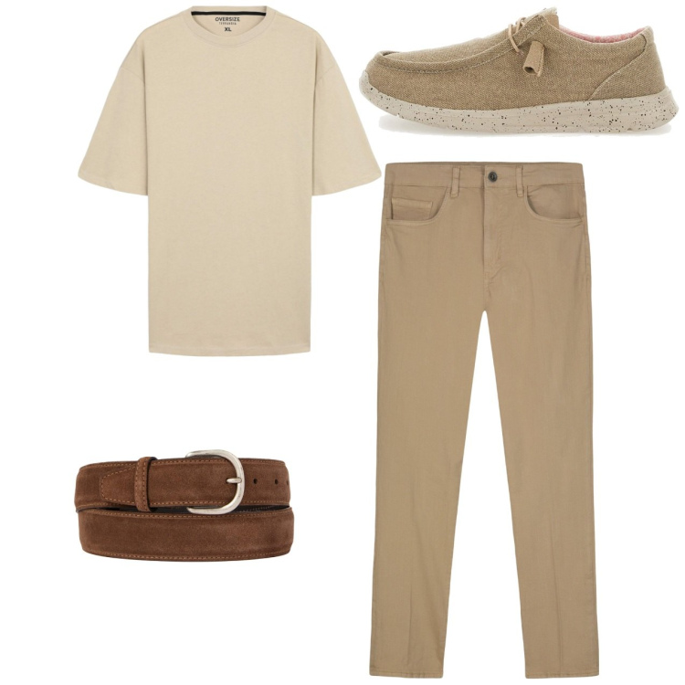 Outfit uomo - City. Stile Casual per Tutti i giorni. Abbinamento con t-shirt, cinture, scarpe stringate, pantaloni.