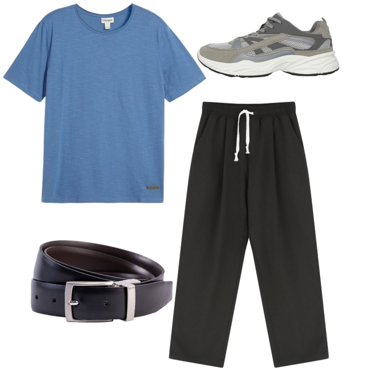 Outfit uomo - City. Stile Casual per Tutti i giorni. Abbinamento con t-shirt, sneakers, pantaloni, cinture.