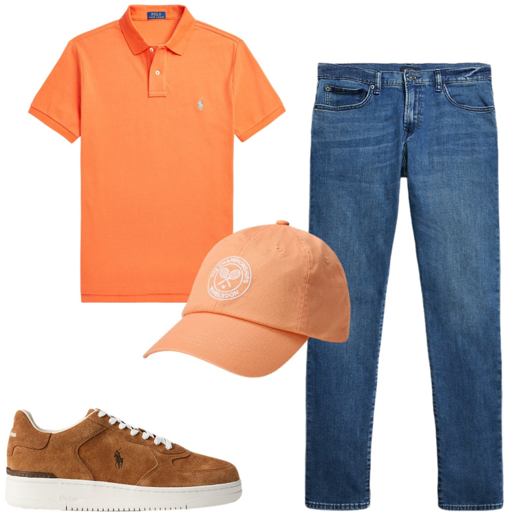 Outfit uomo - Total look #2223634. Stile Casual per Tutti i giorni. Abbinamento con polo, jeans, cappelli, sneakers.