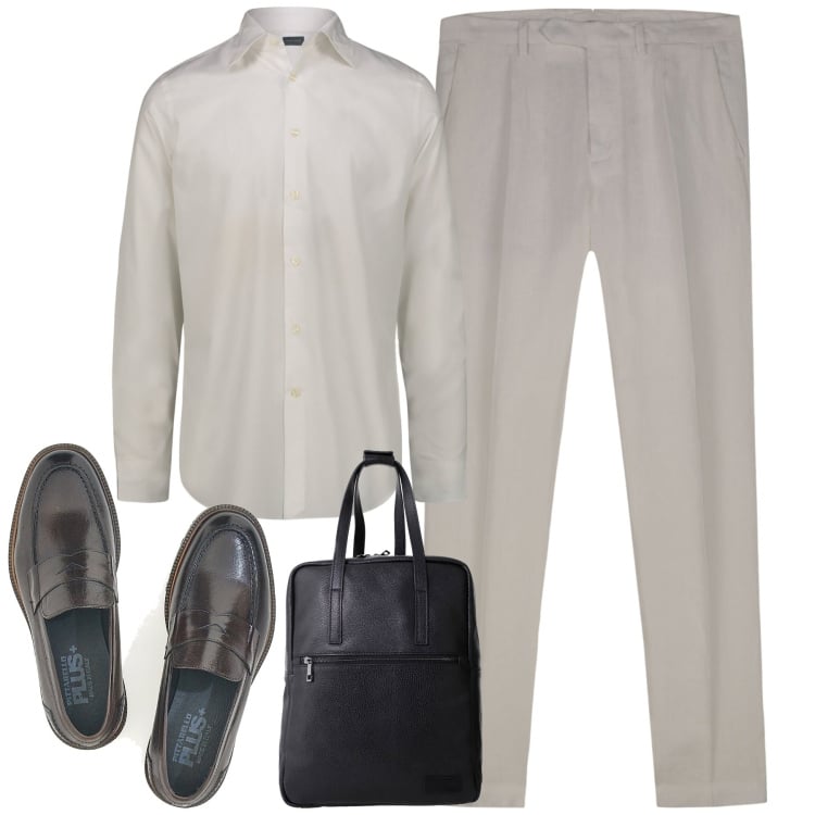 Outfit uomo - In ufficio. Stile Urban per Ufficio. Abbinamento con borse sportive, scarpe stringate, camicie, pantaloni.
