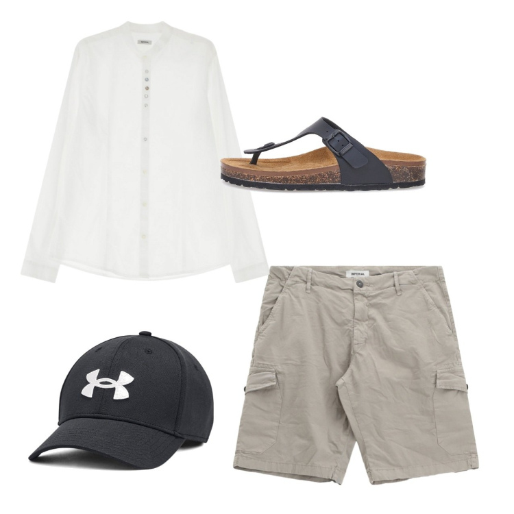 Outfit uomo - City. Stile Casual per Tutti i giorni. Abbinamento con camicie, bermuda, cappelli, sandali.