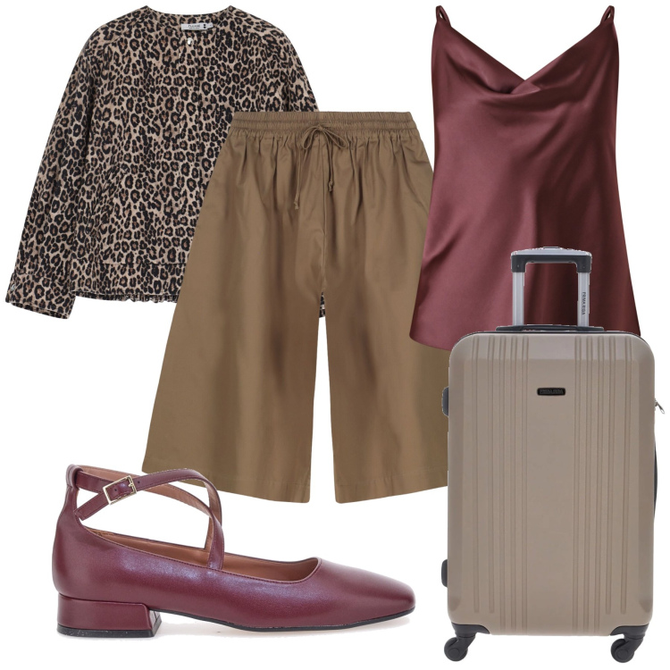 Outfit donna - In viaggio verso capitali nordiche. Stile Bon Ton per Tutti i giorni. Abbinamento con canottiere, blazer, bermuda, ballerine, valigie.