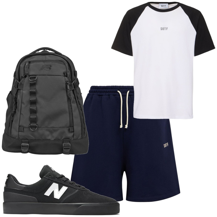Outfit uomo - Total look #2223871. Stile Casual per Tutti i giorni. Abbinamento con sneakers, borse sportive, shorts, t-shirt.